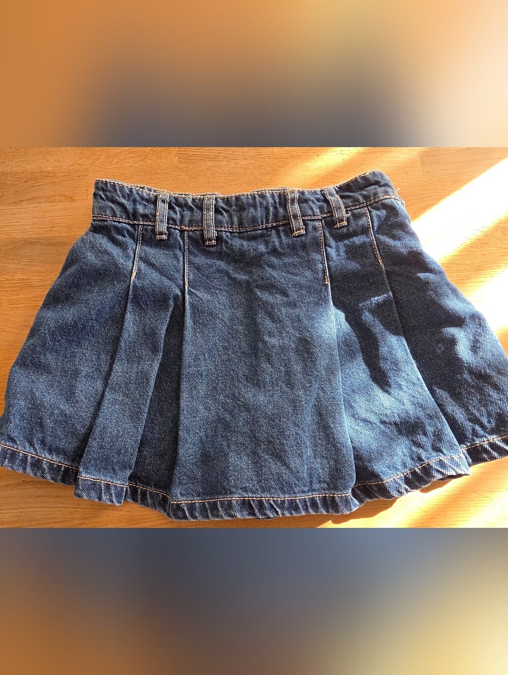 Girls Pleated Denim Jean Skort Dark Blue Sz 8 NWOT